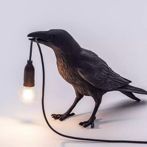 New Gothic crow table lamp light